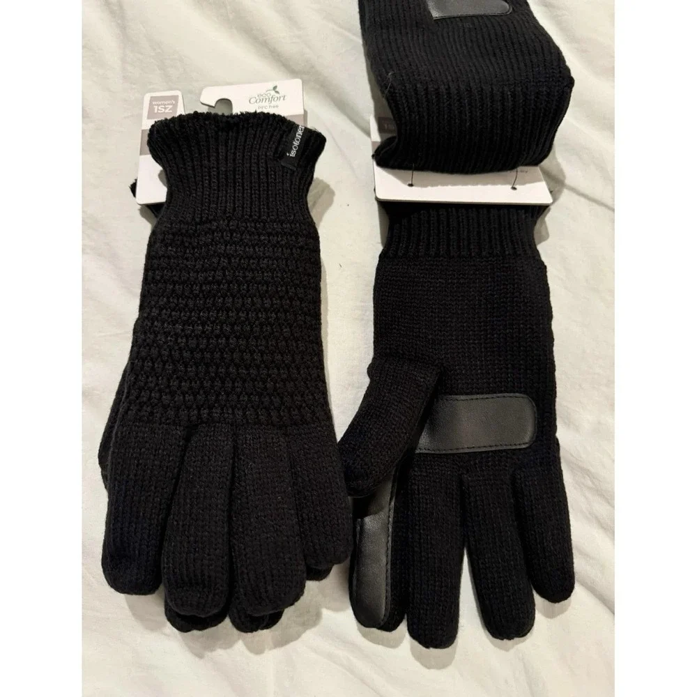 isotoner womens Smartdri Textured Glove, Black Gloves One Size